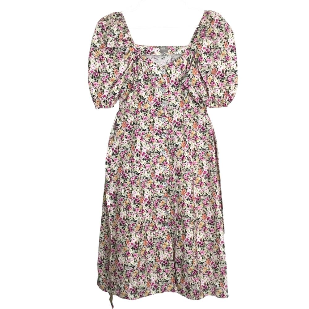 ASOS Women's Sweetheart Neck Puff Sleeve Midi Floral Dress Sz 8